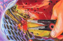 'King Salmon In Net' by Rosi Oldenburg